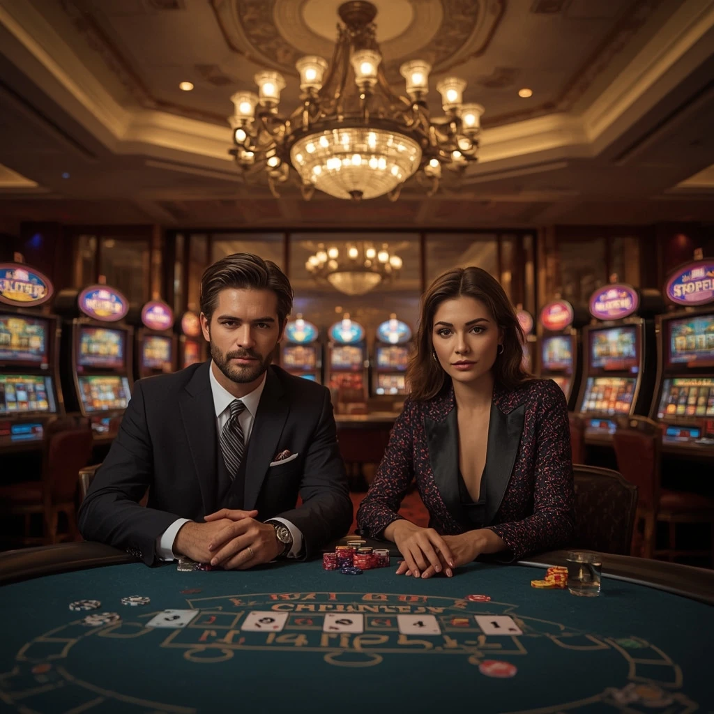 Deux joueurs de poker dans un NEON 54 CASINO